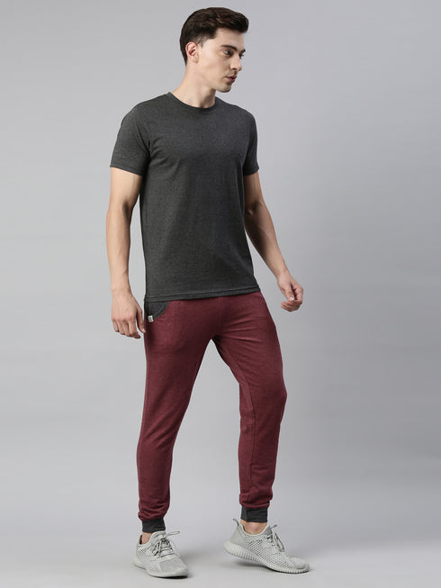 Charcoal & Maroon Solid Lounge Set